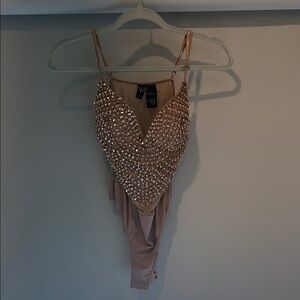Embellished Tan Bodysuit